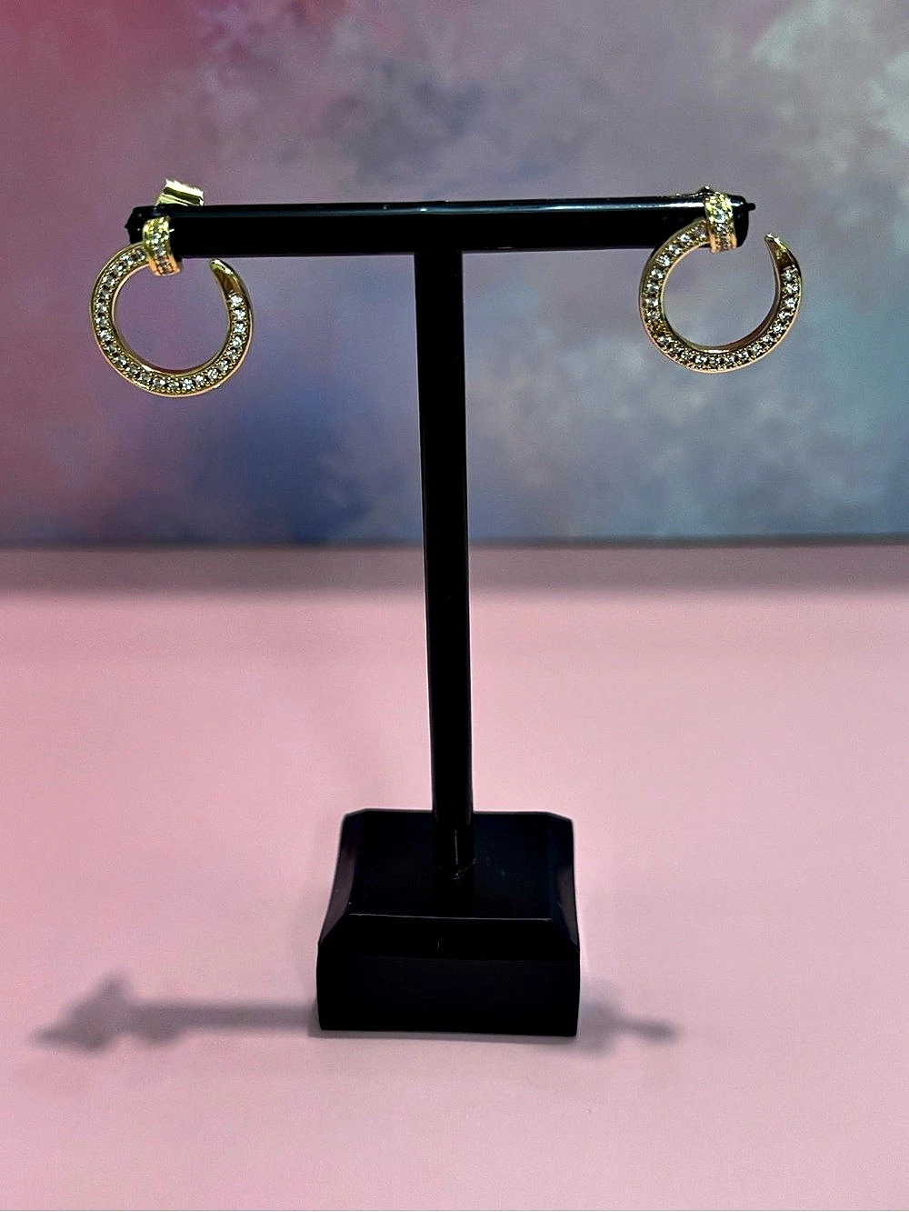Gold Rhinestone Hoop Earrings